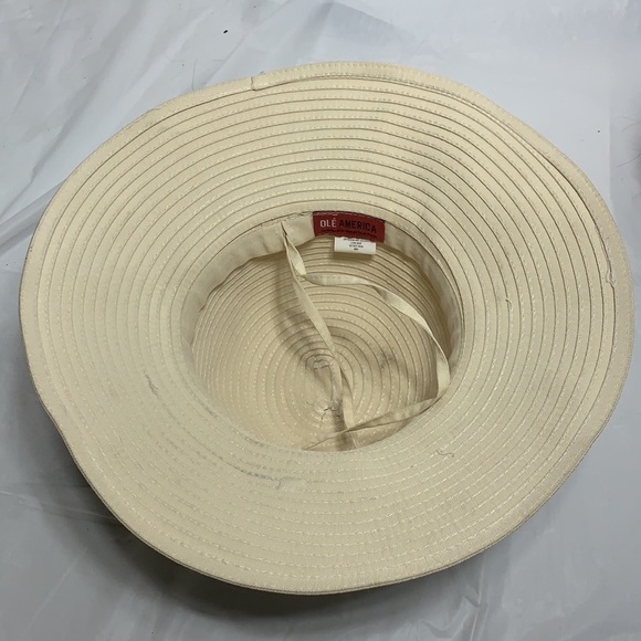 WOMEN’S Ole America off white Polyester Sun Hat - Picture 6 of 8